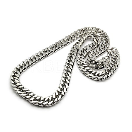 Tarnish Resistant Fashionable 304 Stainless Steel Cuban Link Chain Necklaces STAS-A028-N065P-1