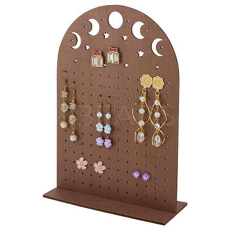 Hollow Moon Wood Earring Organizer Display Stands EDIS-WH0050-02A-1