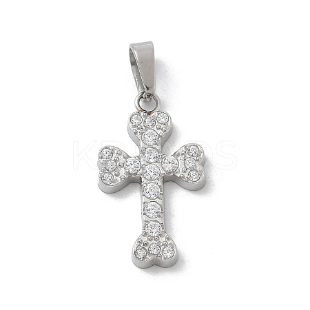 304 Stainless Steel Micro Pave Cubic Zirconia Pendants STAS-Z107-08P-08-1