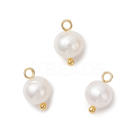 Natural Cultured Freshwater Pearl Round Charms PALLOY-JF04218-02-1