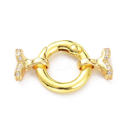 Brass Micro Pave Clear Cubic Zirconia Fold Over Clasps ZIRC-P085-02G-1