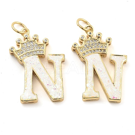 Brass Micro Pave Clear Cubic Zirconia Pendants KK-G498-01N-02-1