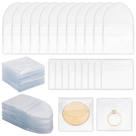 100Pcs 2 Styles Dustproof PVC Commemorative Coin Storage Envelope Bags for Jewelry ABAG-PH0001-49-1