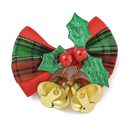 Cloth & Iron Christmas Bowknot Bell Hanging Ornaments  HJEW-S004-01D-1