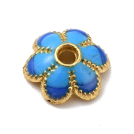 6-Petal Alloy Enamel Bead Caps FIND-G029-04G-01-1
