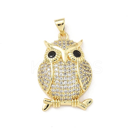 Brass Micro Pave Clear Cubic Zirconia Pendants KK-B141-35G-1