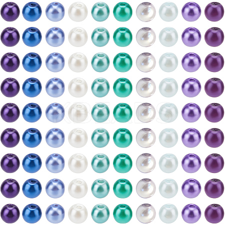 1000Pcs 10 Colors Baking Paint Pearlized Glass Imitation Pearl Round Beads HY-SP0001-01C-1