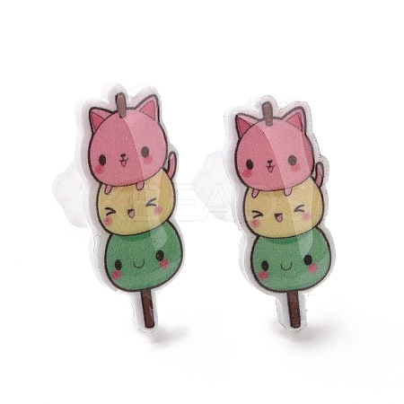 Colorful Acrylic Imitation Food Stud Earrings with Platic Pins for Women EJEW-F293-02D-1