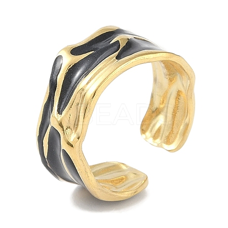 Ion Plating(IP) 304 Stainless Steel Enamel Cuff Finger Rings RJEW-L107-036G-02-1