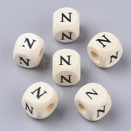 Printed Natural Wood Beads X-WOOD-T026-001N-1