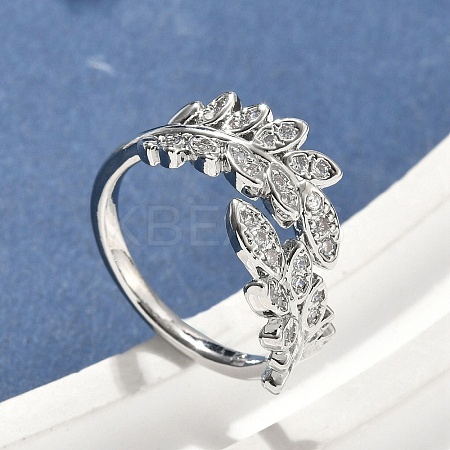 Brass Micro Pave Cubic Zirconia Cuff Rings for Women RJEW-D322-05P-1