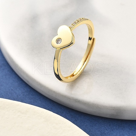 Brass Micro Pave Cubic Zirconia Adjustable Finger Rings for Women LS-RJEW-U032-05G-1