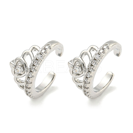 Brass Micro Pave Cubic Zirconia Cuff Earrings EJEW-C104-022P-1