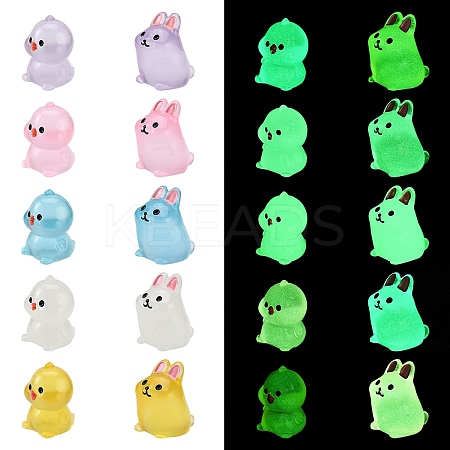 20Pcs 10 Styles Chick/Rabbit Luminous Resin Display Decorations DJEW-YW0001-06-1