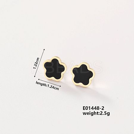 304 Stainless Steel Elegant Five-Leaf Flower Stud Earrings for Women AB2788-2-1