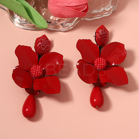 Alloy & Resin Dangle Stud Earrings FS-WG0AF0D-01-1