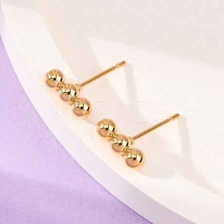 201 Stainless Steel Beaded Horizontal Bar Stud Earrings with 316 Stainless Steel Pin for Women STAS-K238-01G-1