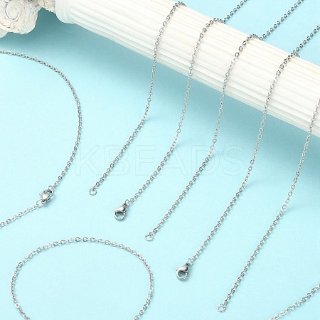 10Pcs 304 Stainless Steel Cable Chain Necklaces Set for Men Women MAK-YW0002-01P-1