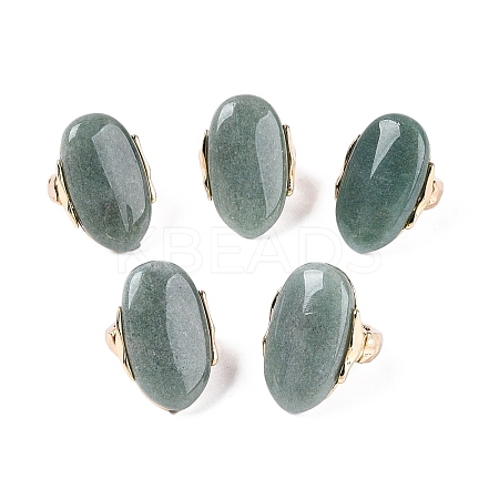 Natural Green Aventurine Stretch Finger Rings RJEW-N055-01C-1