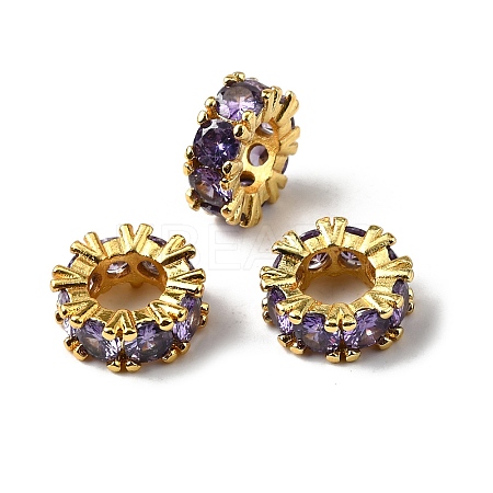 Brass with Cubic Zirconia European Beads ZIRC-L041-18I-1