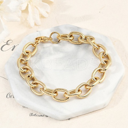 304 Stainless Steel Cable Chain Bracelets for Women Men BJEW-F488-34G-1