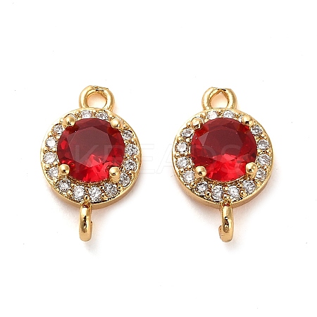 Brass Pave Cubic Zirconia Connector Charms KK-D093-09G-01-1