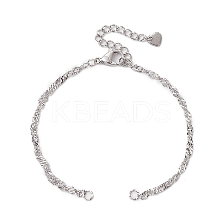 304 Stainless Steel Singapore Chain Bracelet Makings AJEW-JB01322-02-S-1