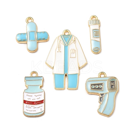 10Pcs 5 Styles Medical Theme Alloy Enamel Pendants FIND-FP0002-81-1