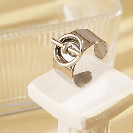 304 Stainless Steel Adjustable Open Cuff Rings for Women OO8919-2-1