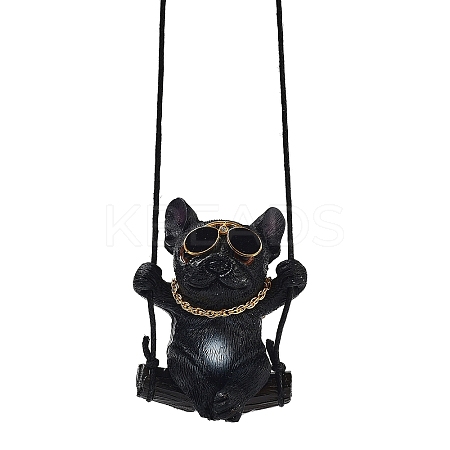 Cute Resin Swinging Bulldog Pendant Decorations HJEW-A010-01C-1