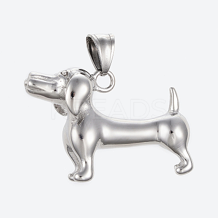 Tarnish Resistant 304 Stainless Steel Puppy Pendants X-STAS-G175-19P-1