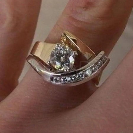 Brass Micro Pave Clear Cubic Zirconia Finger Rings FS-WG8456F-05-1
