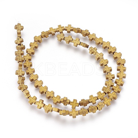 Electroplated Non-magnetic Synthetic Hematite Beads Strands G-P392-B09-1