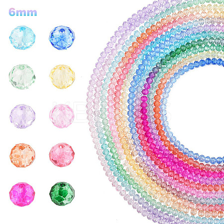 10Strands 10 Colors Transparent Painted Glass Beads Strands DGLA-YW0001-39B-1