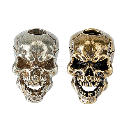 2Pcs 2 Colors Brass European Beads KK-FH0007-33-1