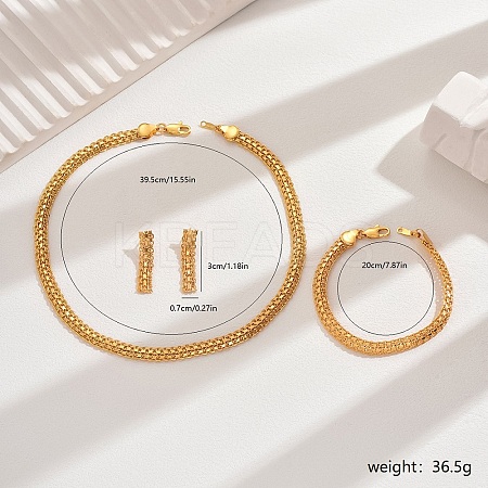 Vintage French Style Brass Weave Bracelets & Earrings & Necklaces Set for Women AE5976-2-1