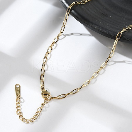 Ion Plating(IP) 304 Stainless Steel Paperclip Chain Necklace for Women NJEW-G097-14G-1