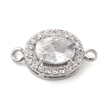 Brass Pave Clear Cubic Zirconia Connector Charms KK-G503-31P-1