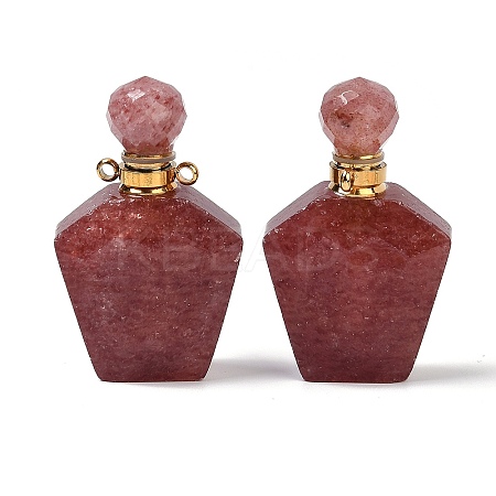 Natural Strawberry Quartz Openable Perfume Bottle Pendants G-I381-02G-03-1