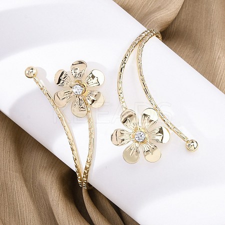 Lotus Alloy Arm Cuff Bangles for Girl Women AJEW-A063-01E-G-1