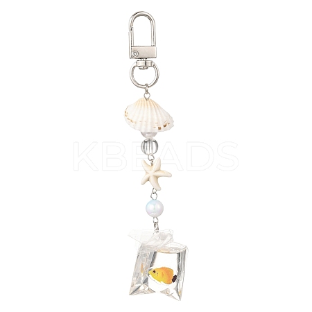 ABS Plastic Imitation Pearl & Acrylic & Synthetic Turquoise & Shell Pendant Decorations KEYC-FS00038-04-1