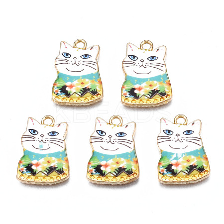 Rack Plating Alloy Enamel Pendants ENAM-T011-144A-1