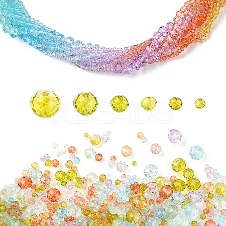 6 Styles Gradient Color Transparent Painted Glass Beads Strands DGLA-YW0001-28L-1