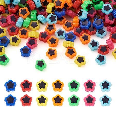  420Pcs 7 Colors Plating Opaque Acrylic Beads OACR-TA0001-14-1