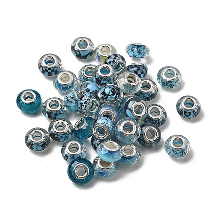 Printed Transparent Resin European Beads RESI-C063-03G-1