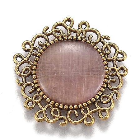 Hollow Retro Plastic Imitation Cat Eye Cabochons LS-KK-Z004-01B-AG-1
