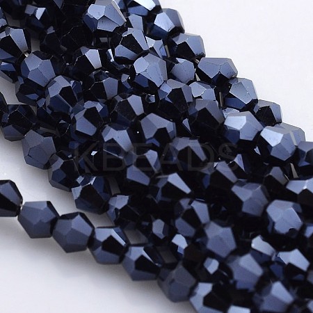 Faceted Bicone Electroplate Glass Beads Strands EGLA-P016-F05-1