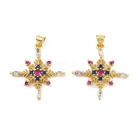 Brass Micro Pave Cubic Zirconia Pendants X-KK-S526-45G-1