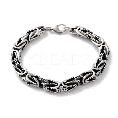 304 Stainless Steel Byzantine Chain Chunky Bracelets for Men BJEW-C072-01AS-1