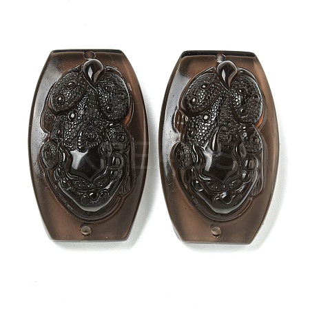 Natural Ice Obsidian Carved Connector Charms G-Q191-01A-1